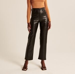 Abercrombie Ultra High Rise Ankle Straight Jean Vegan Leather 26 Short